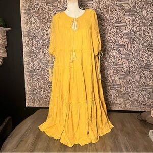 Canary yellow cotton billowy dress